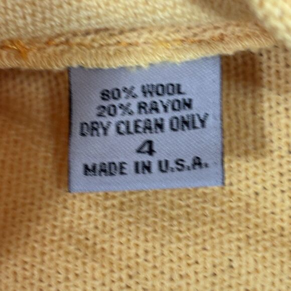 TIFFANY KNIT COLLECTION Yellow Cardigan Sweater Rhinestones USA Made - Picture 7 of 7